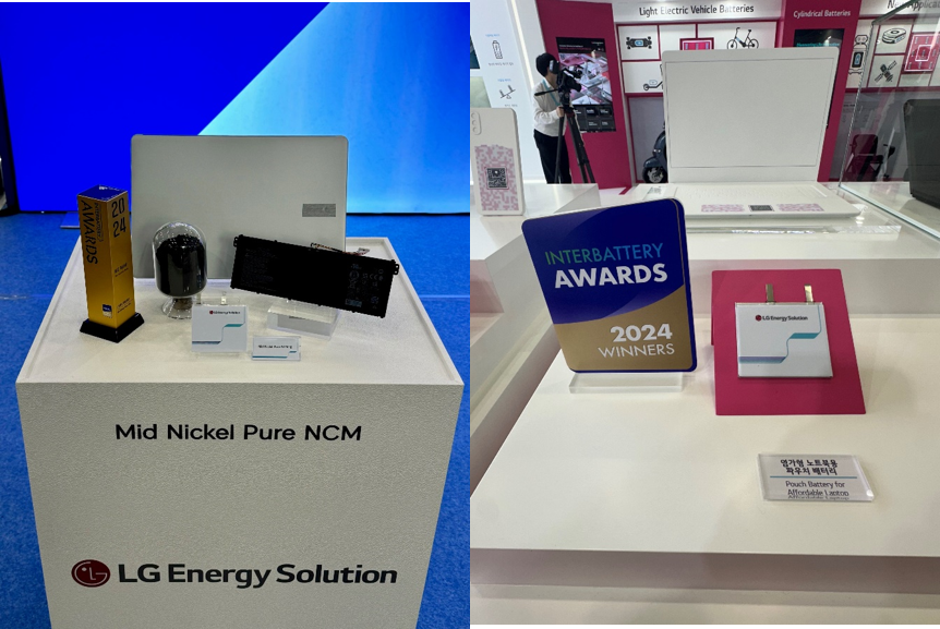 Mid-nickel Pure NCM technology won ‘Best Innovator Award’ (left) while ‘anode laser etching technology’ clinched ‘Best Automation Solution Innovation Award’ at the InterBattery Awards Ceremony.