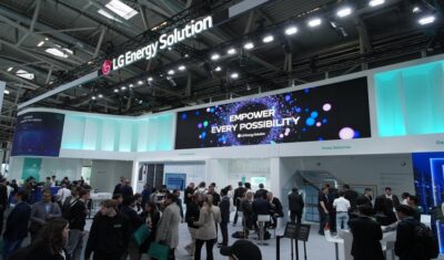 LG Energy Solution’s booth was bustling with visitors.