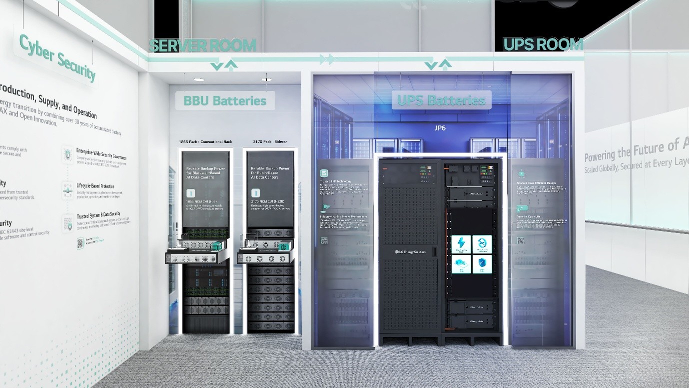 A booth of LG Energy Solution’s BBU and UPS offerings